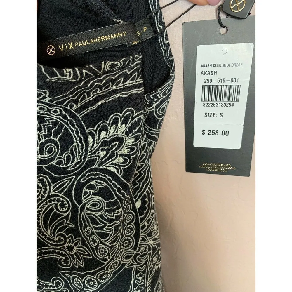 NEW Vix Akash Cleo Midi Dress Women's Pockets Black Lined Size S $258 - Image 6