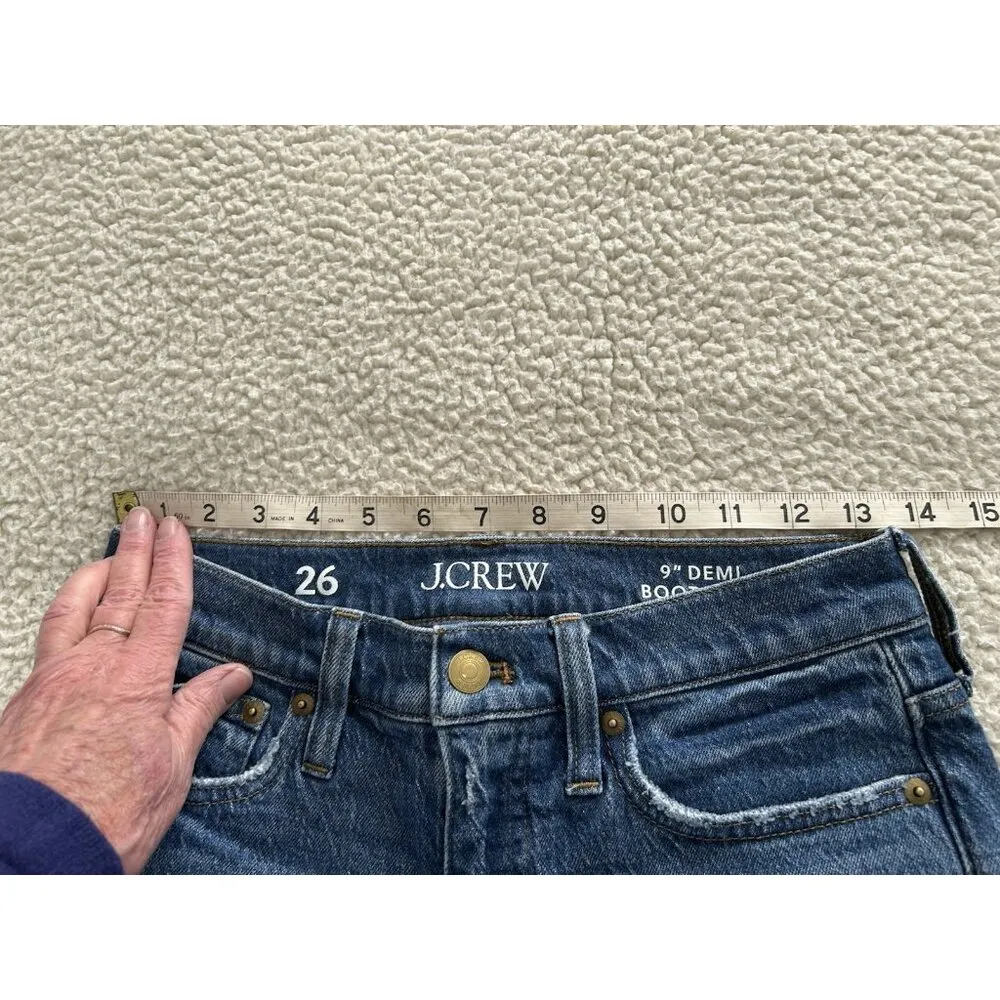 J Crew 9" Demi Boot Crop Jeans Wedgewood Wash Kick Flare BV664 Size 26 Blue - Image 9