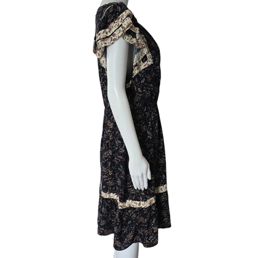 Maurices Navy Paisley Mixed Print Flutter Sleeve Mini Dress Size Large - Image 4