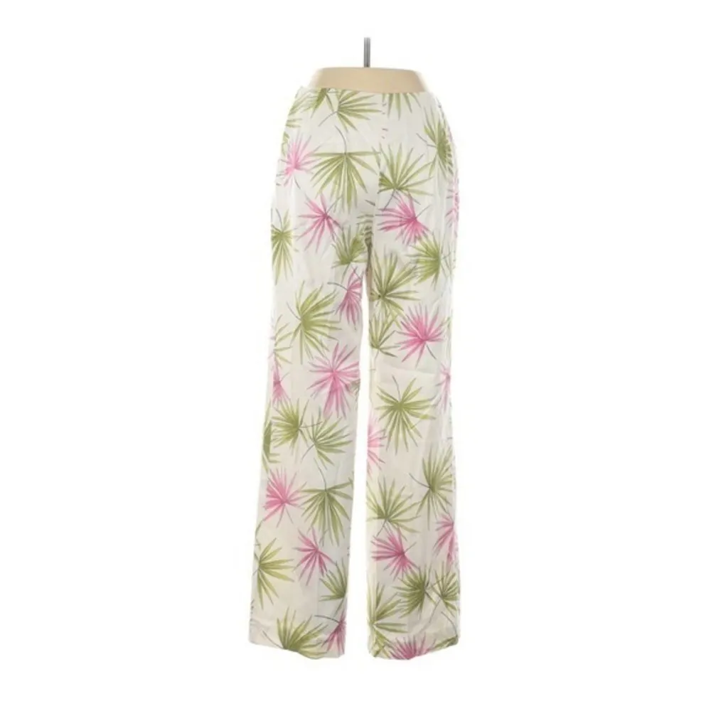Talbots vintage tropical print white silk pants - Image 2