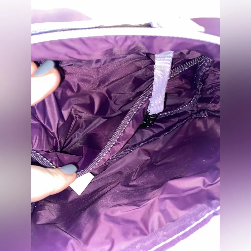 Lands End QUILTED CROSSBODY HANDBAG Purple DUAL POUCH Zipper Close Ultra Light - Image 5