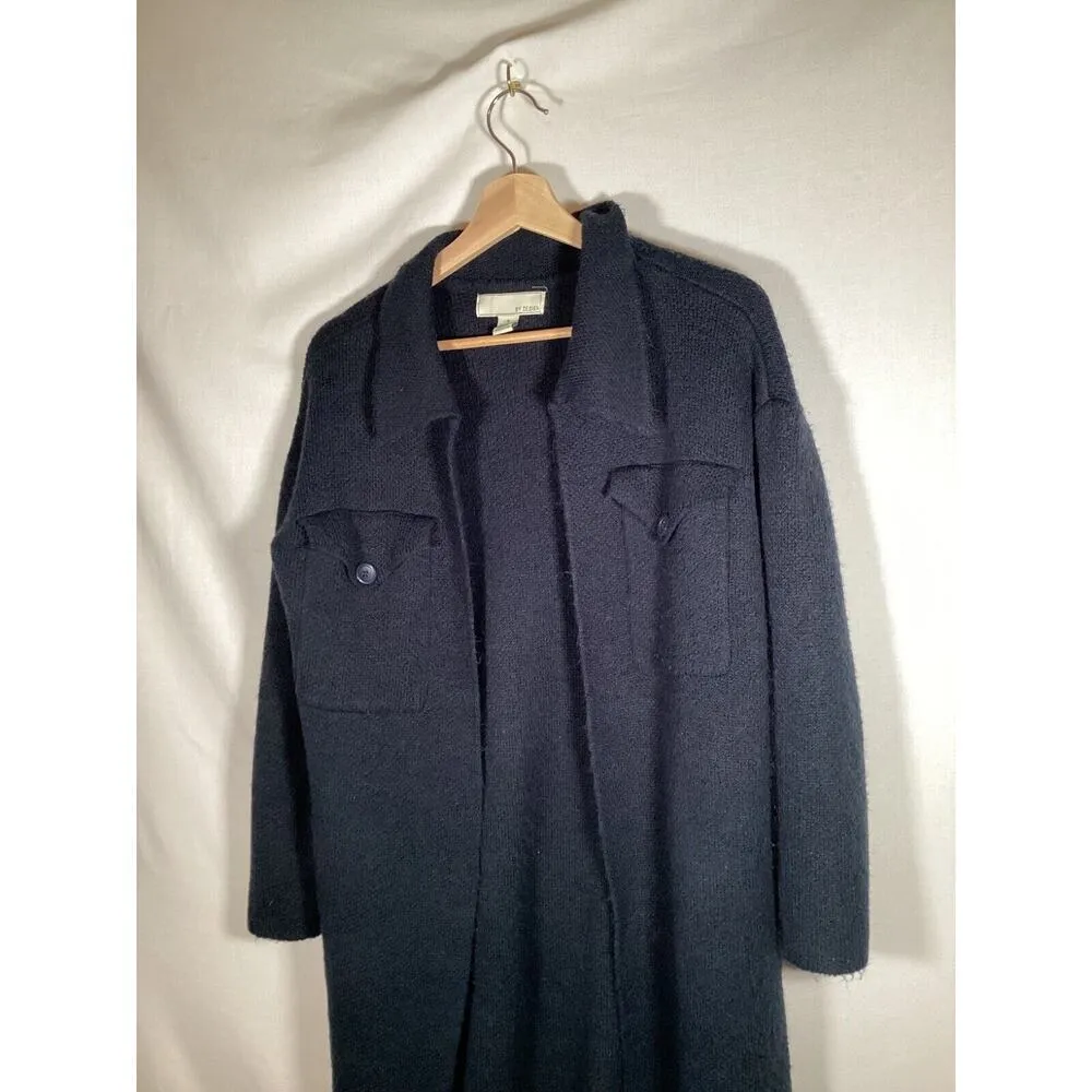 By Design Knit Long Cardigan Classic Duster with pockets. Navy womens small Blue - Image 2