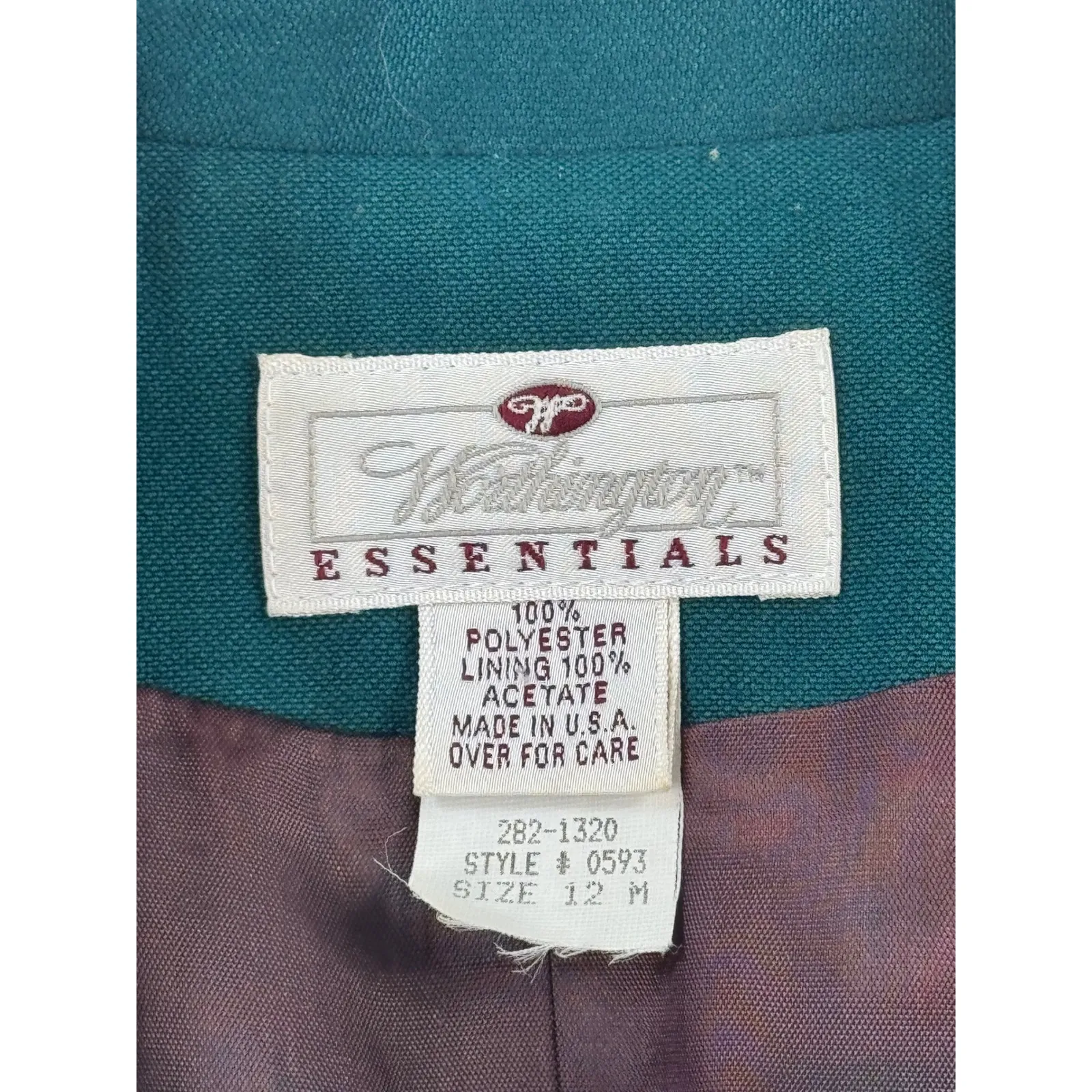 Washington Essentials Women's Teal Blazer Jacket Single Button Pockets Size 12 Green - Image 5