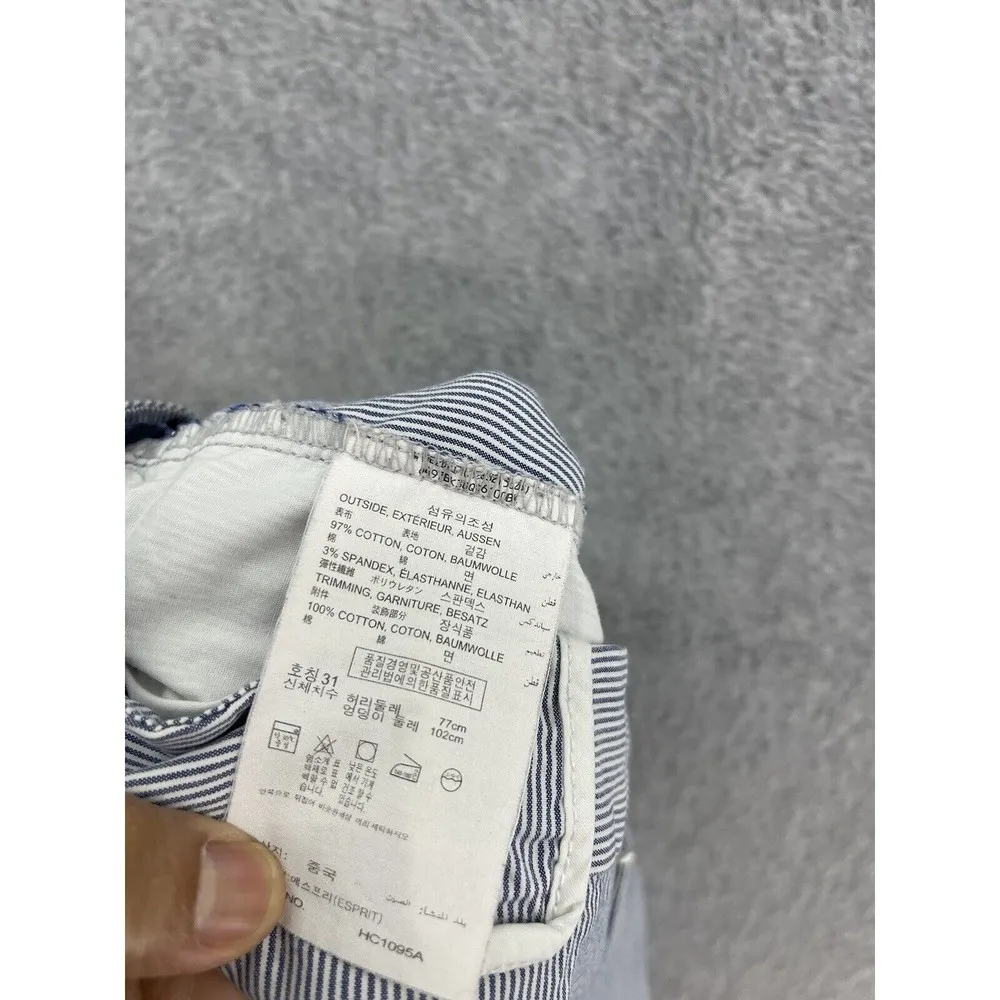 Esprit Women's Chino Shorts Striped Size 12 Blue White Cotton Blend - Image 4