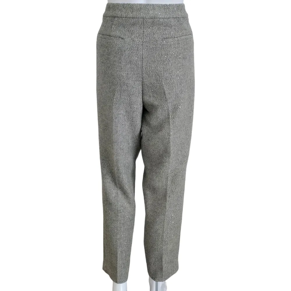 RSVP Talbots Gray Sequin Sparkle Herringbone Tweed Ankle Pants Size 12 - Image 5