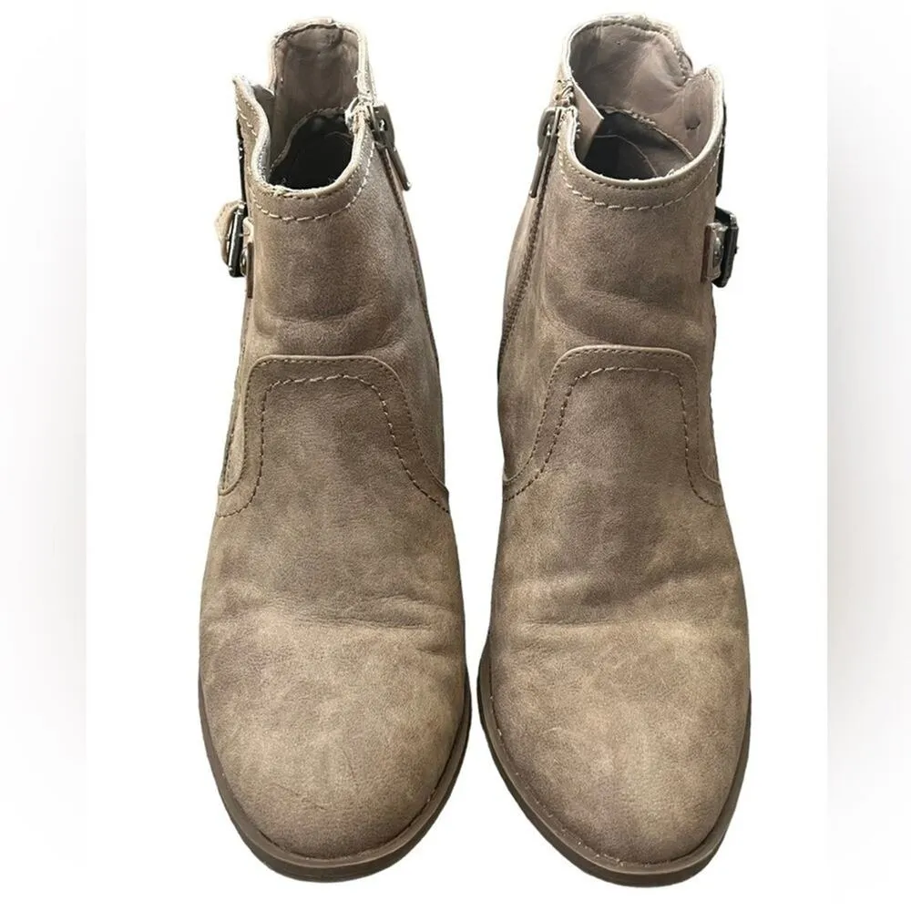 Guess Ankle Boot Womens 8M Brown Dual Side Zippers Buckle Edgy Simple Casual - Image 2