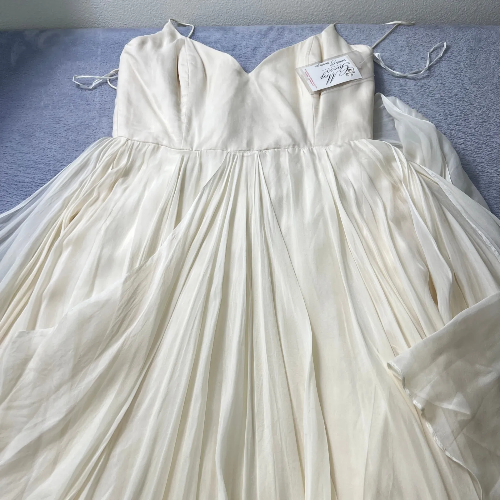 Leanne Marshall Faye Silk Chiffon Gown Ivory Size 12 NWT Bridal Wedding Dress - Image 8