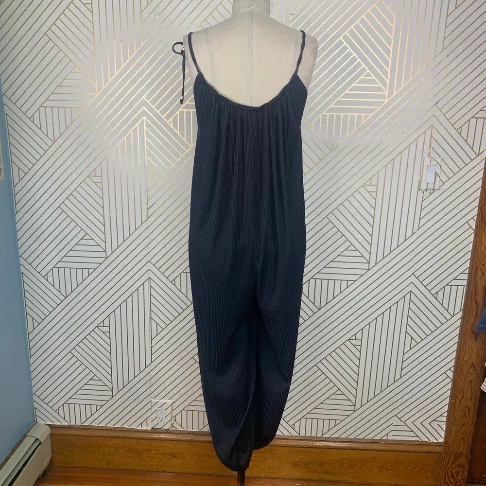 Vitamin A Balloon Rib Jumpsuit Black‎ Pleated Tie Strap Size Small - Image 11