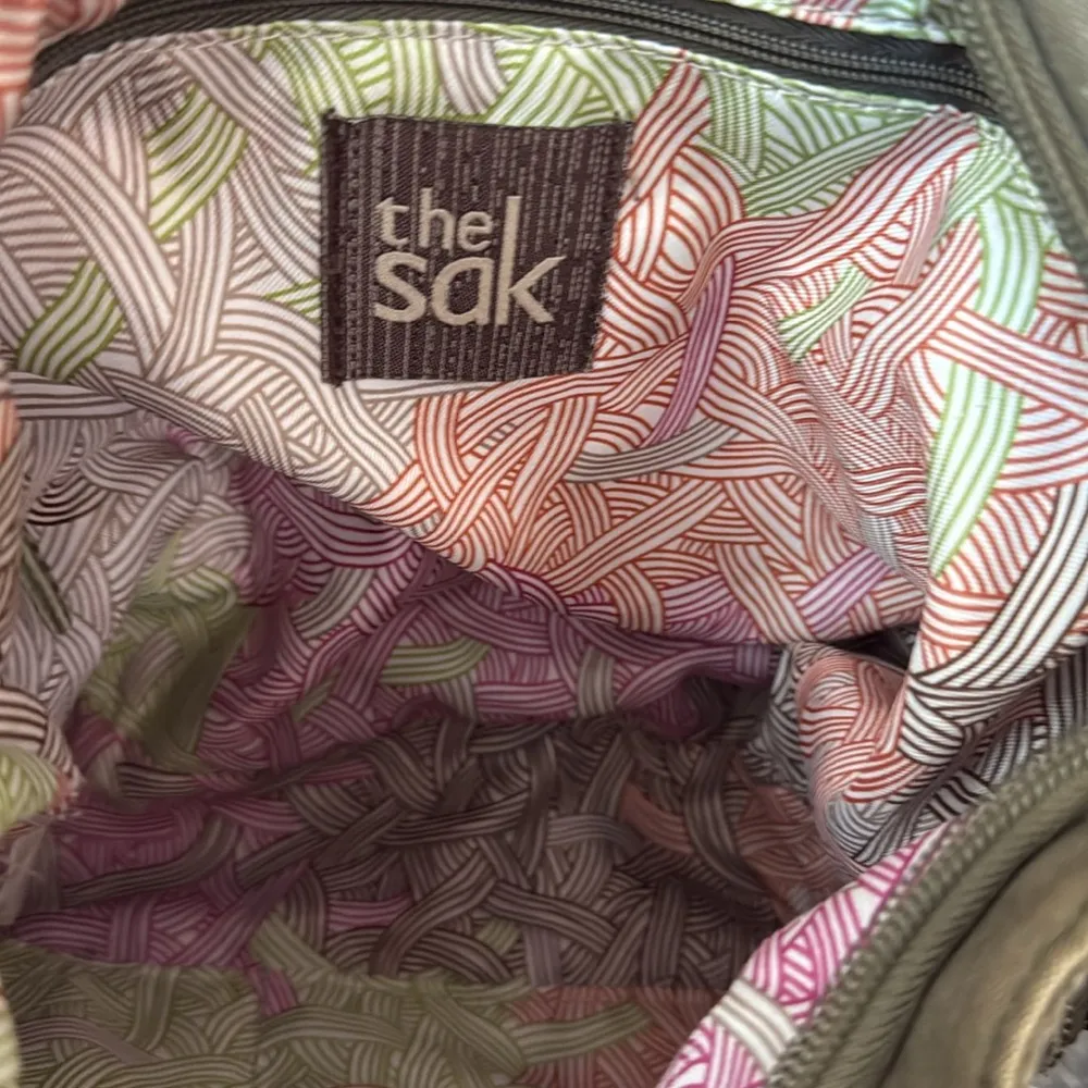 The Sak Army Green Distressed Leather Small Hobo Bag 11x8x3" - Image 5