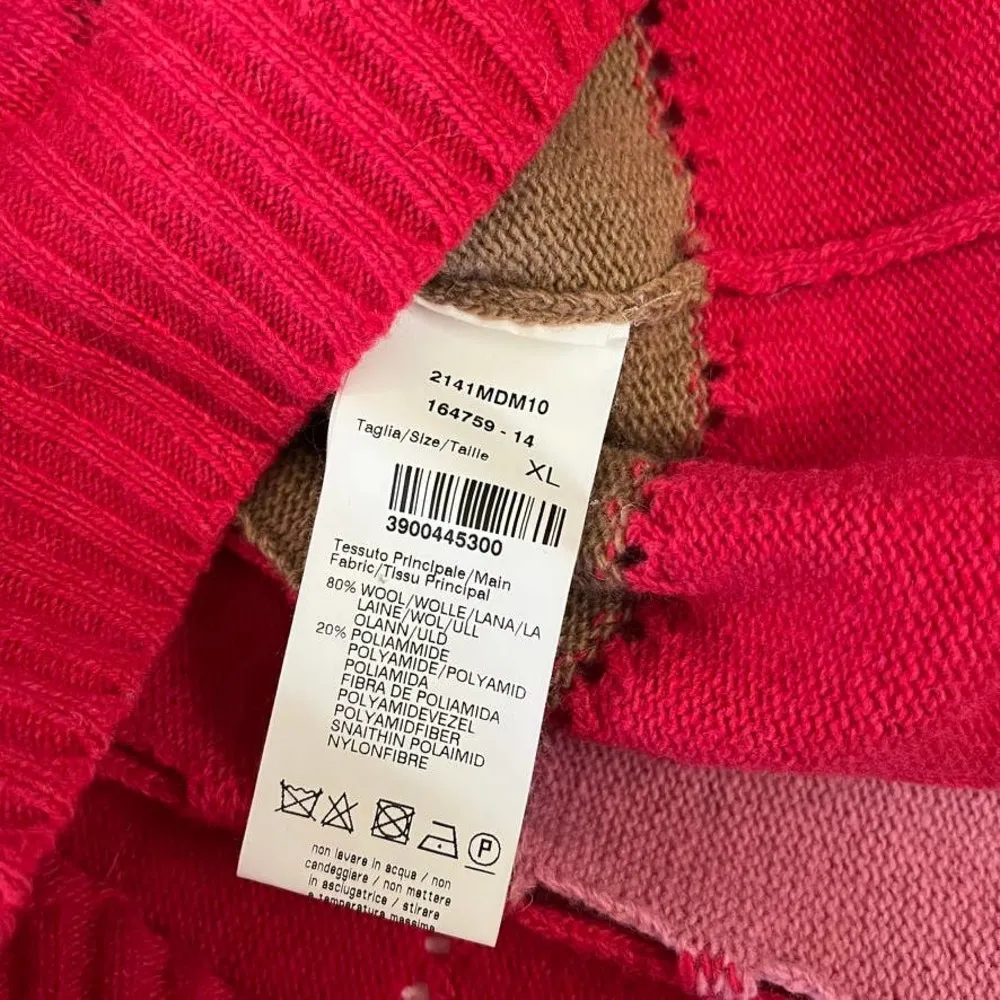 MSGM Patchwork Perforated Wool Blend Crewneck Sweater Pink Size XL - Image 5