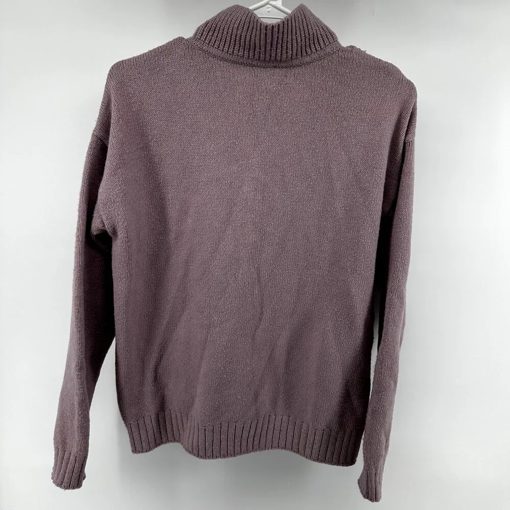 Cabi Park City Sweater Knit 3/4 Zipper Turtleneck Ribbed Knitted Lilac Medium - Image 5