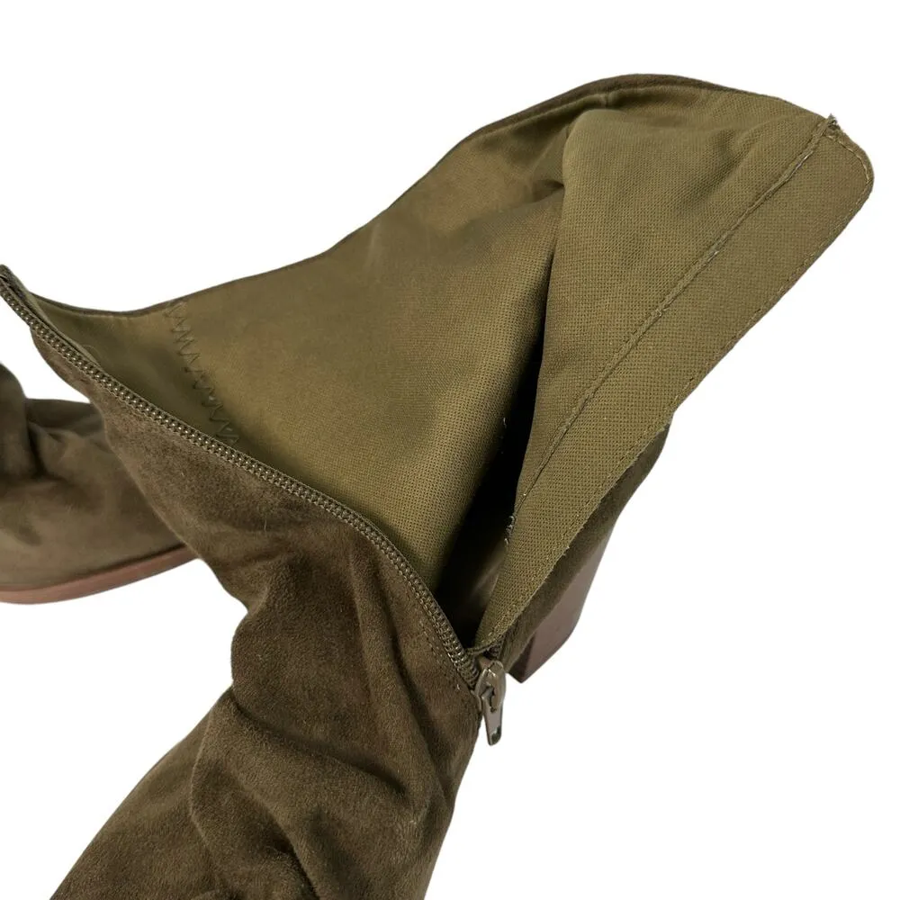 Vintage Y2K Qupid Brown Slouch Ankle Boots Zipper High Heel Faux Leather Suede - Image 6