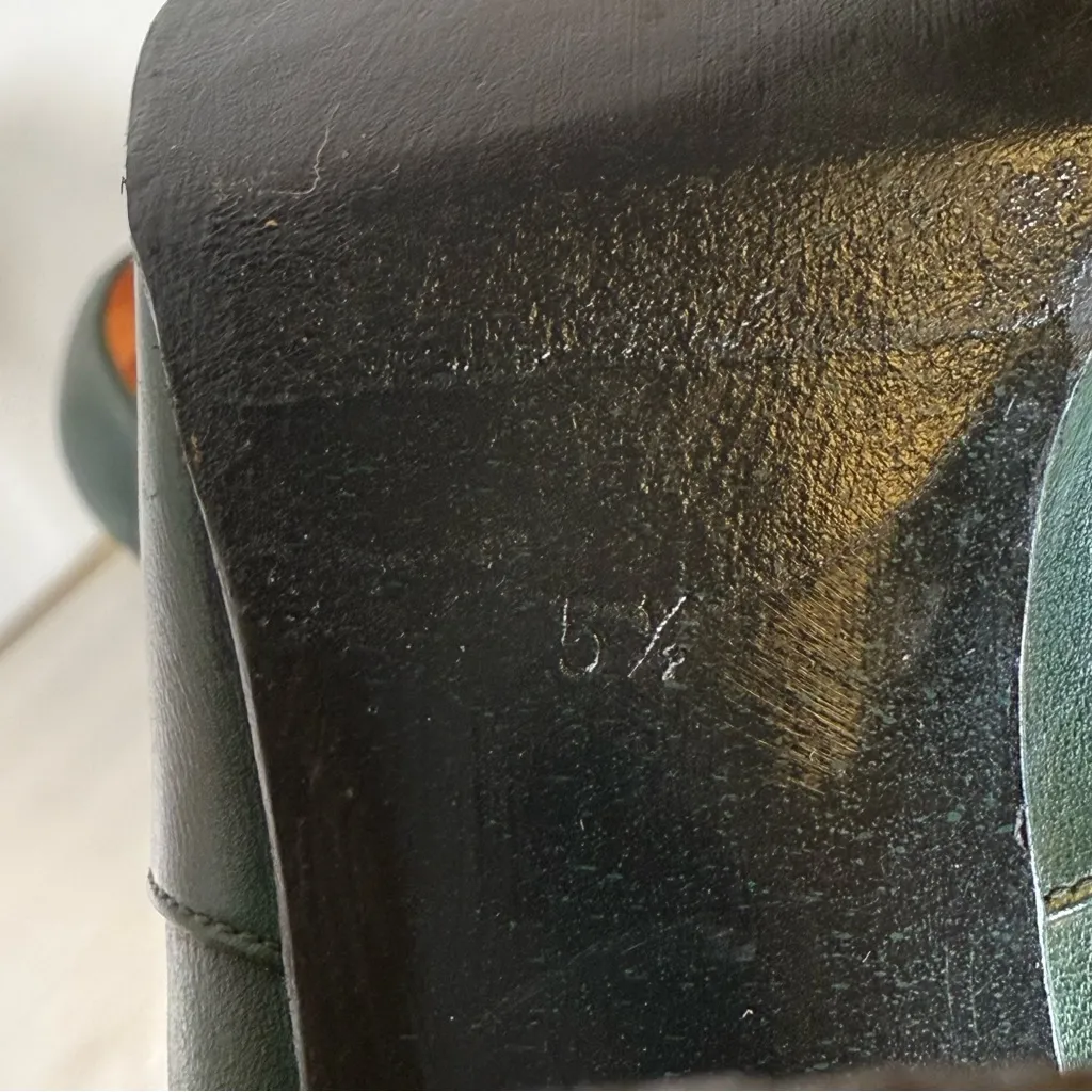 Vintage Yves Saint Laurent Paris Green Leather Mary Jane Pumps Womens Size 5 1/2 - Image 6