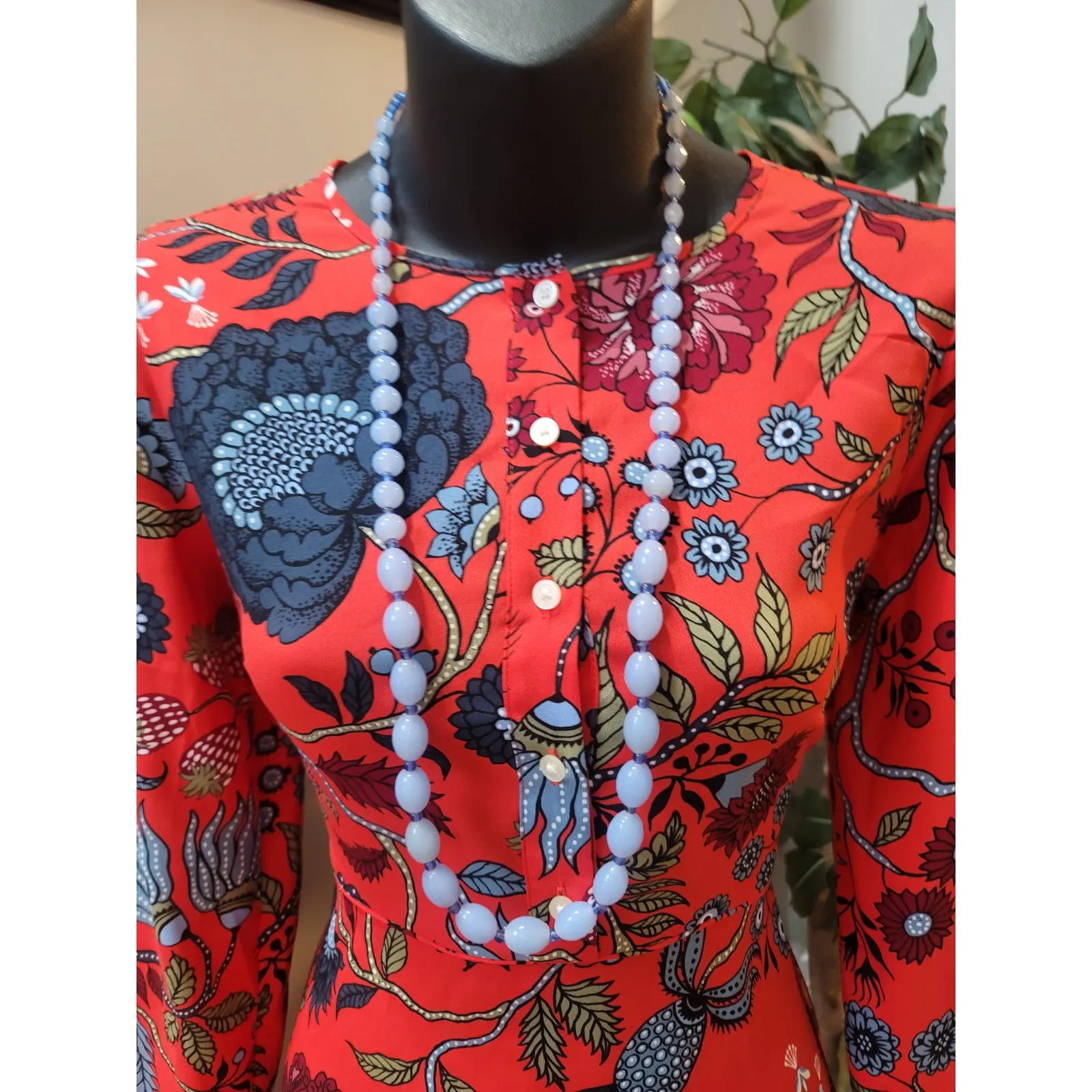 Ann Taylor Loft Dress Womens Petite 0P Red Floral Long Sleeve Mini Career Party - Image 3