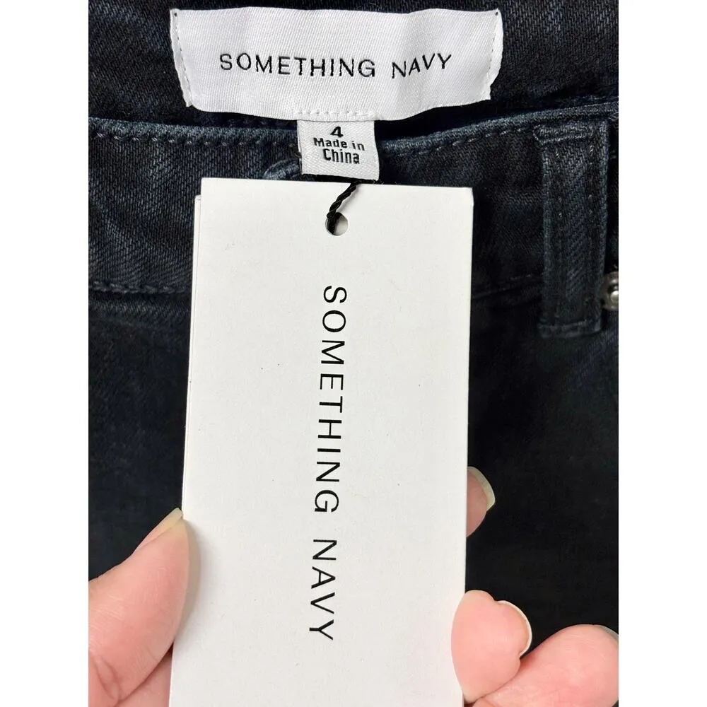 NWT Something Navy High Waisted Denim Bootcut Jeans Washed Black Women's Size 4 - Image 5