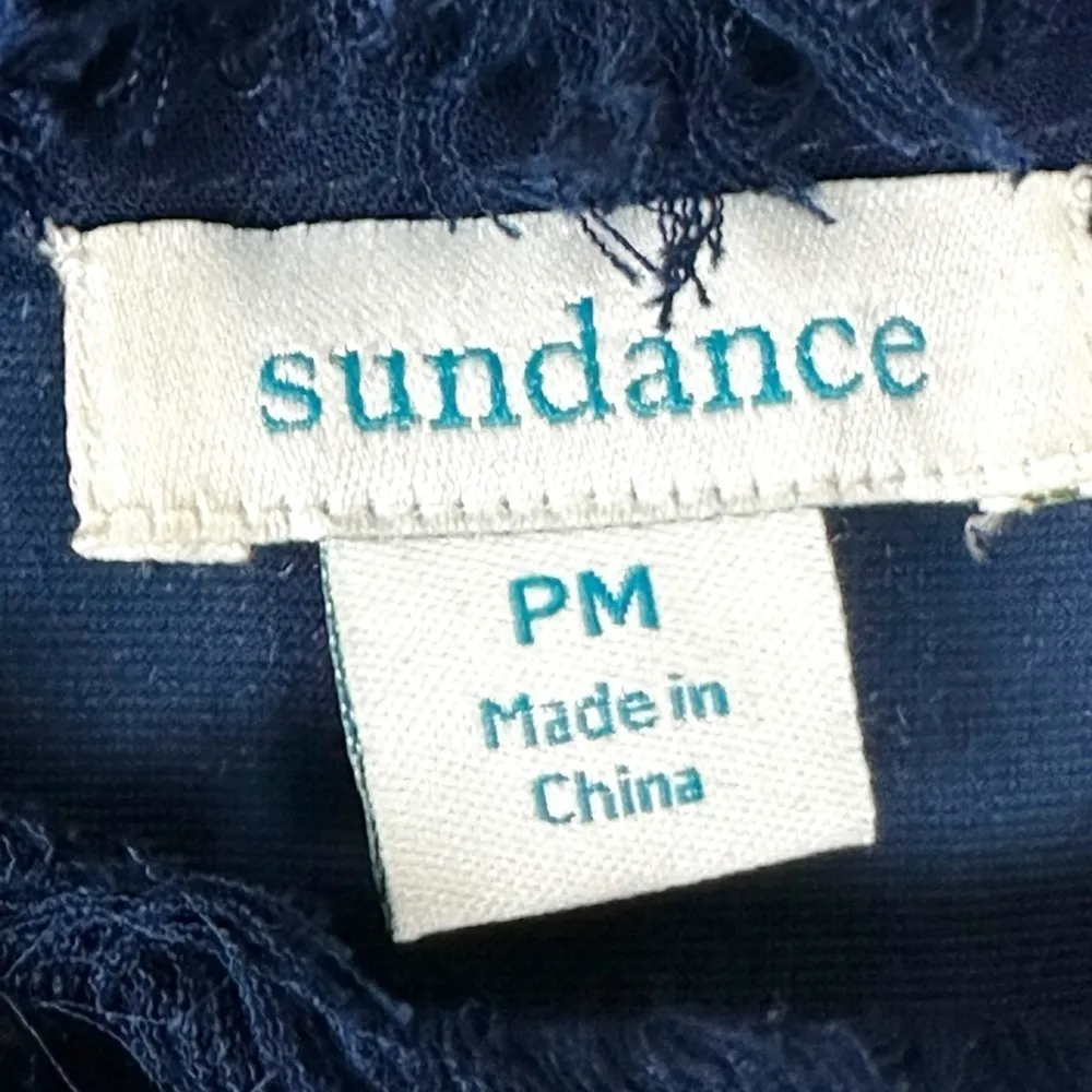 Sundance Alannah Velvet Top Size P Medium Paisley Midnight Blue Raw Hem Bohemian - Image 10