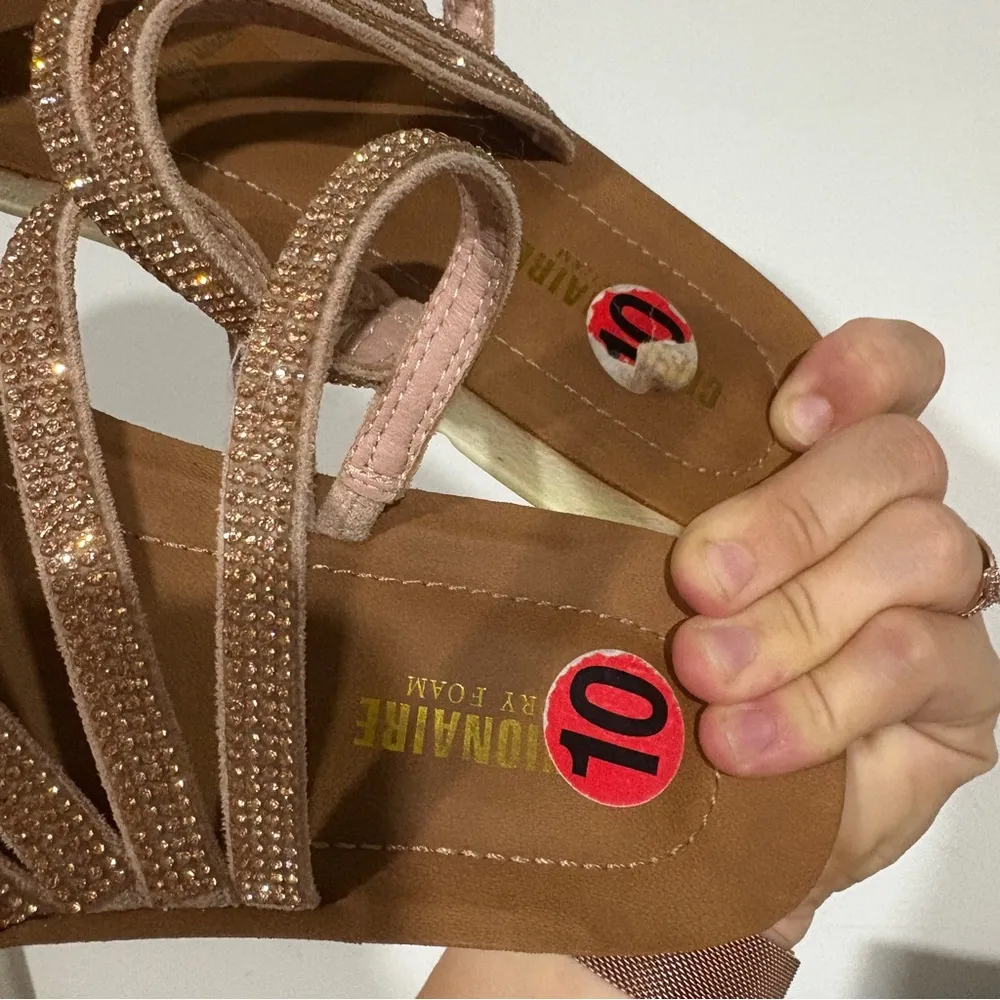 Ladies Cushionaire Rose Gold Strappy Sparkle Sandals  Mules Size 10 - Image 8