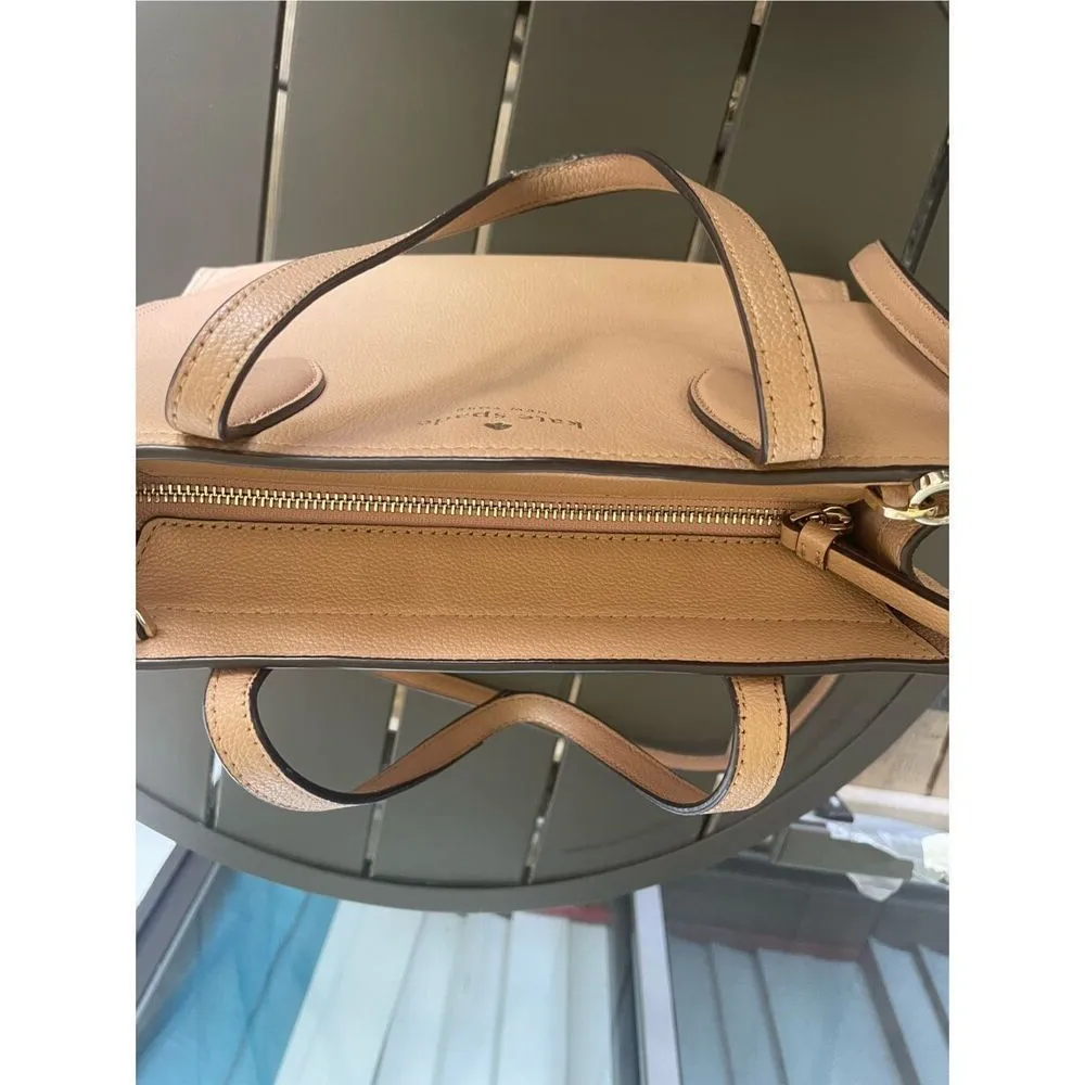 Kate Spade Pebbled Leather Rowe Medium Top Zip Satchel Warm Beige - Image 14