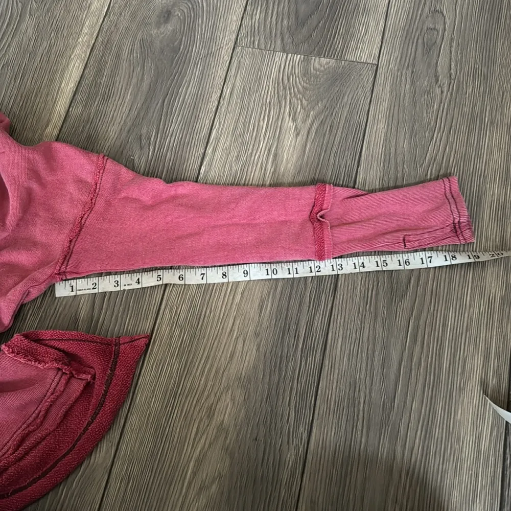 Free People Addy Sweatshirt Scoop Neck Dropped Shoulder Thumbhole Red Top small - Image 9