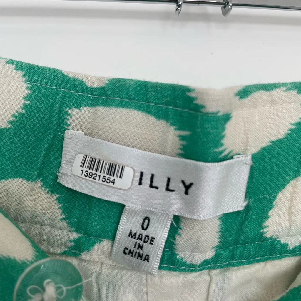 Milly Green and White Patterned Shorts - Image 4