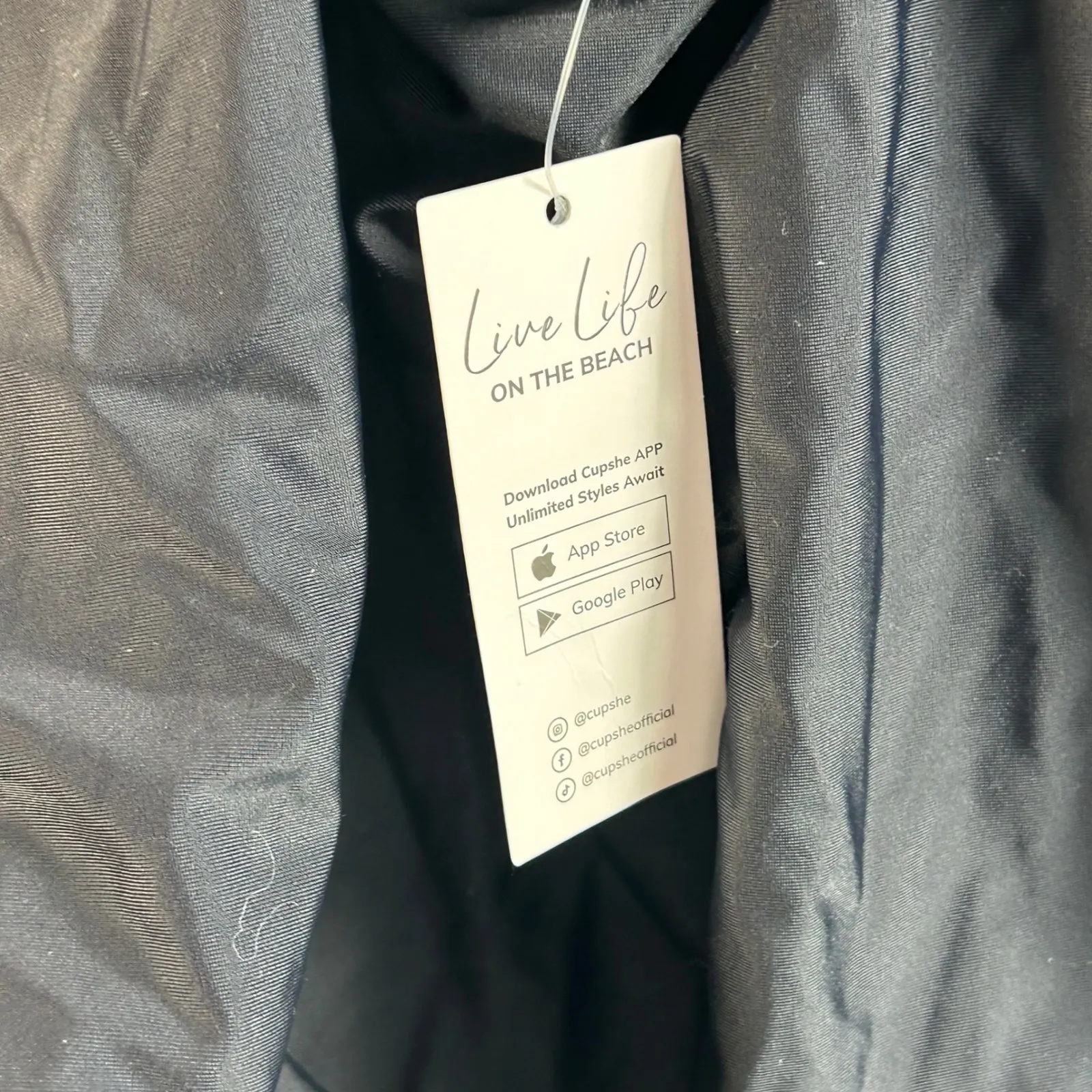 CUPSHE Black Halter Neck Ruched One Piece Swimsuit Women's Size L - Image 4