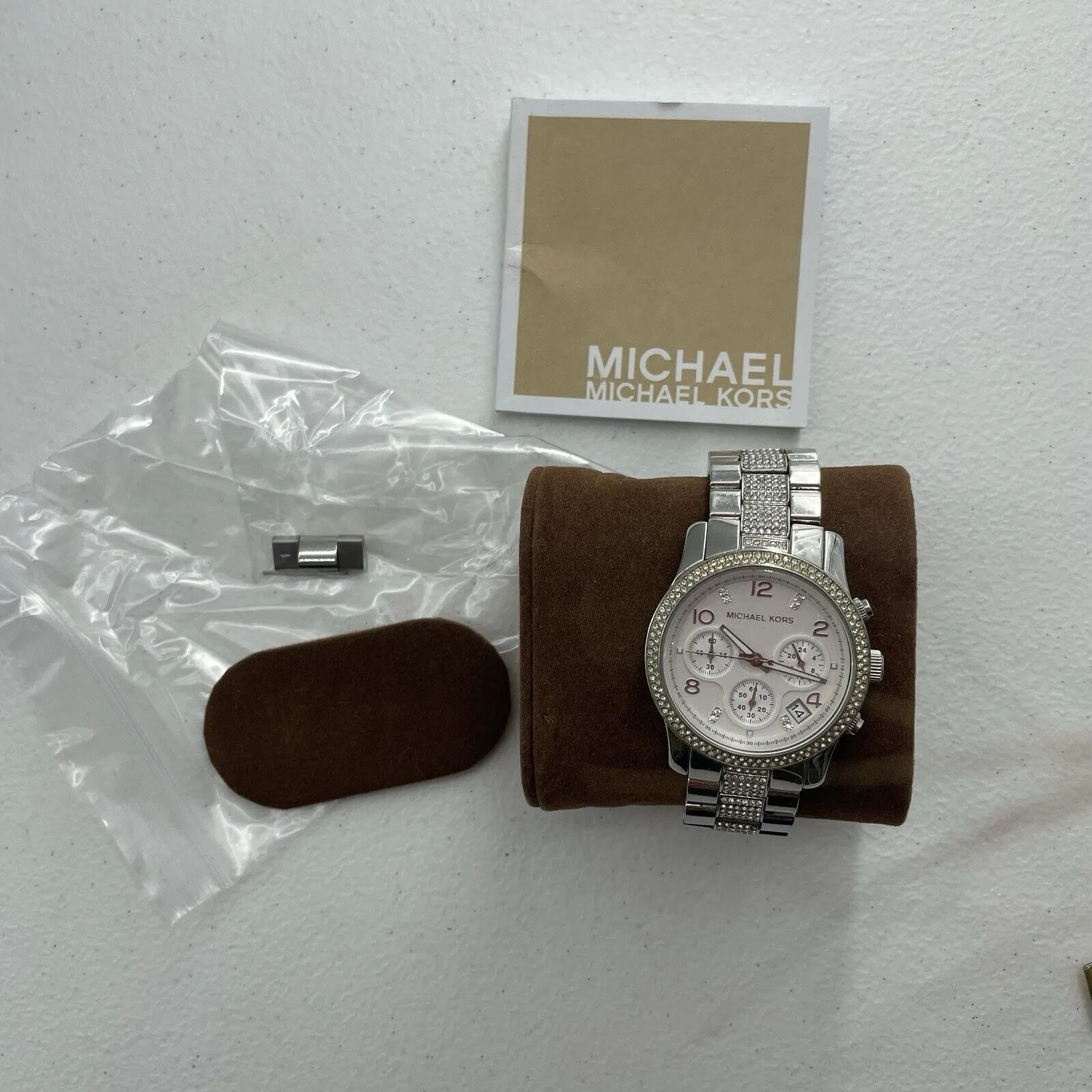 Michael Kors Watch Women's Runway Chronograph SSWhite Crystal Silver Tone Dial - Image 13