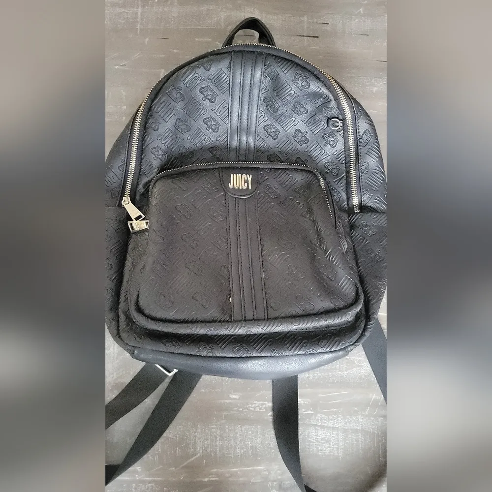 Juicy Couture Large Black Logo Faux Leather Backpack - Image 16
