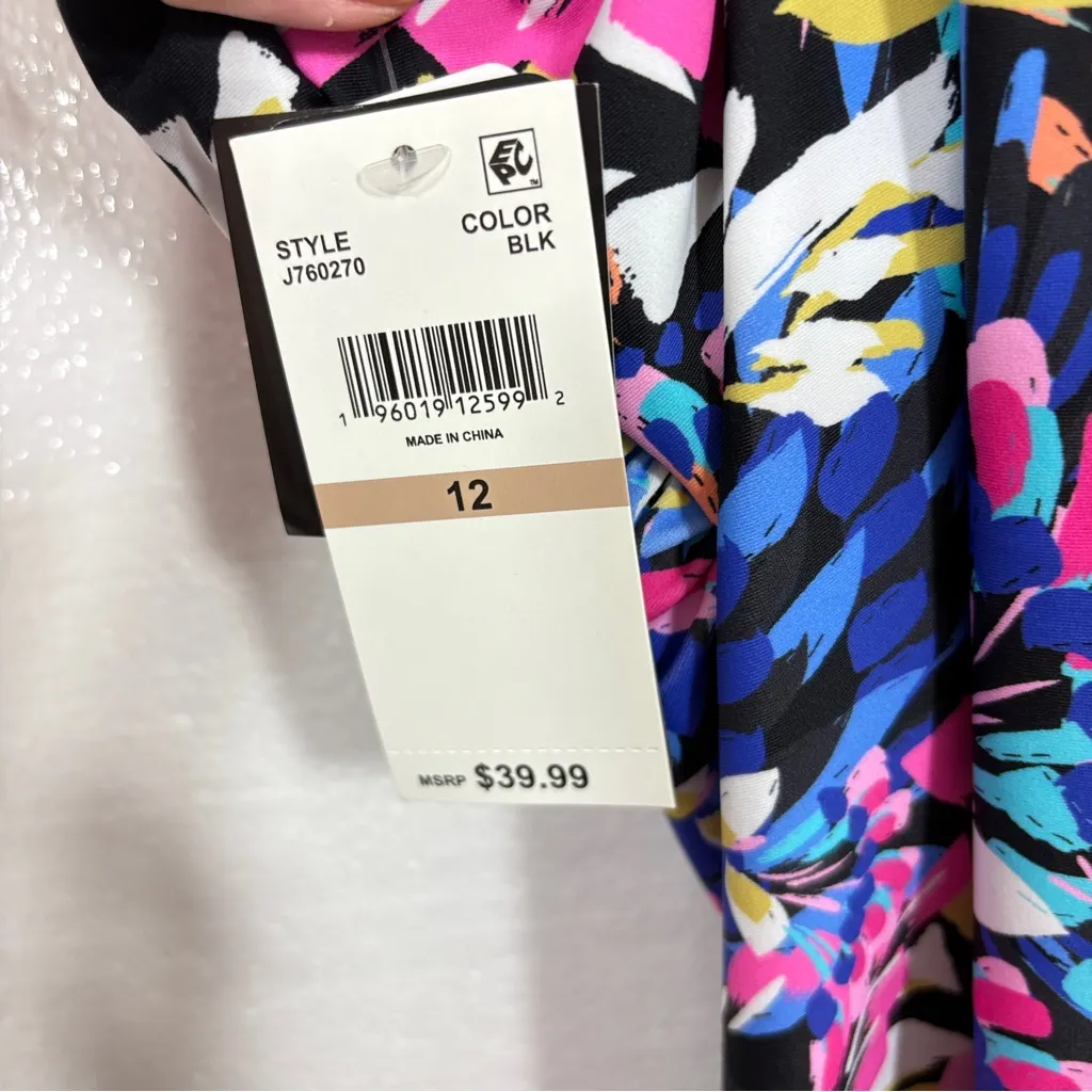 ISLAND ESCAPE NWT Printed twist front tankini top swim bottoms set 12 M L Size M - Image 9