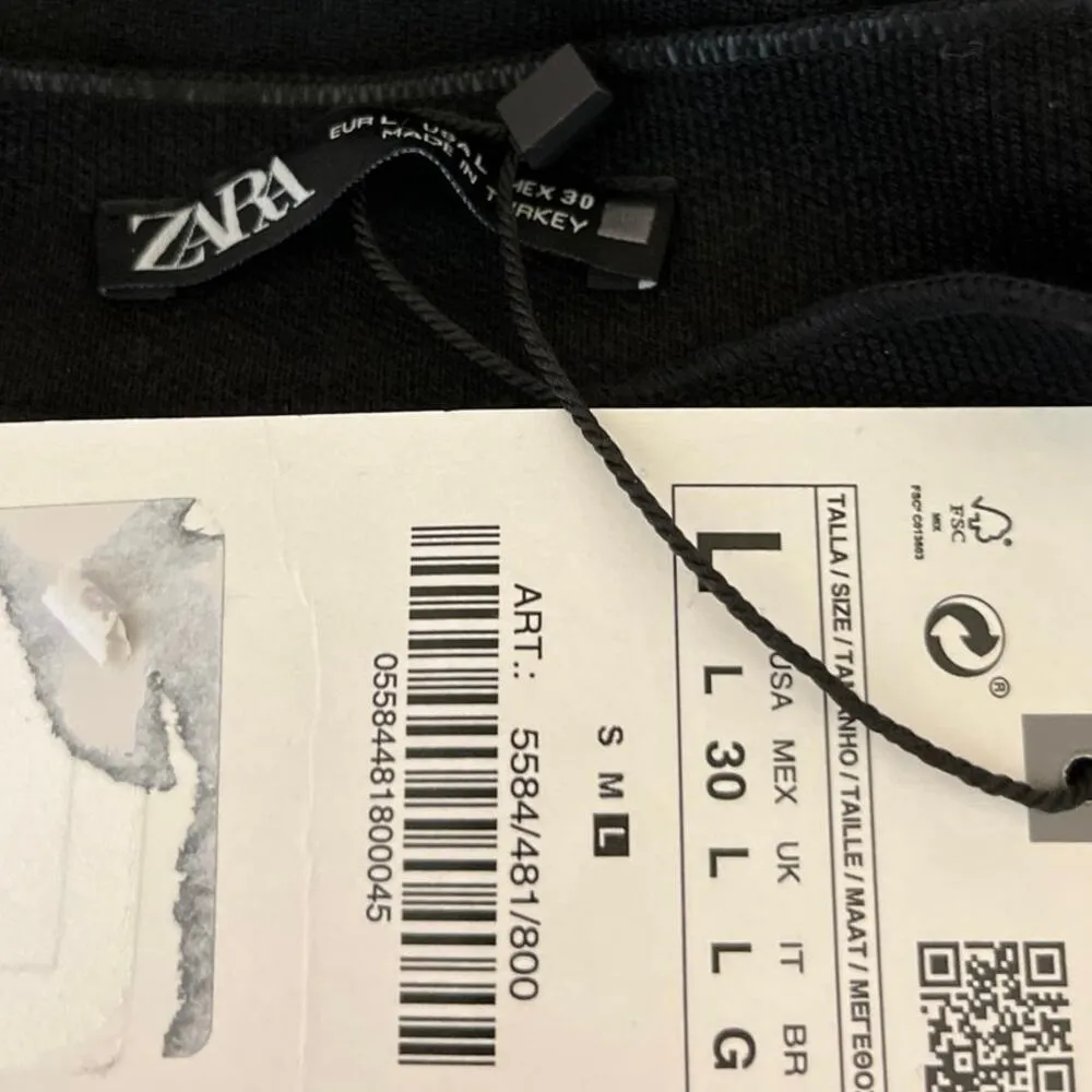 NEW Zara Black Short Sleeve Mock Neck Mini T Shirt Bodycon Sweater Dress Size L - Image 4