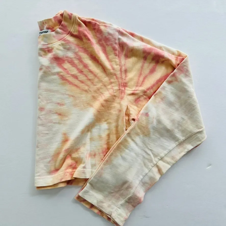 Cotton Citizen Tokyo Crop Cotton Tee Tie Dye Size Medium Cream Peach Pink - Image 3