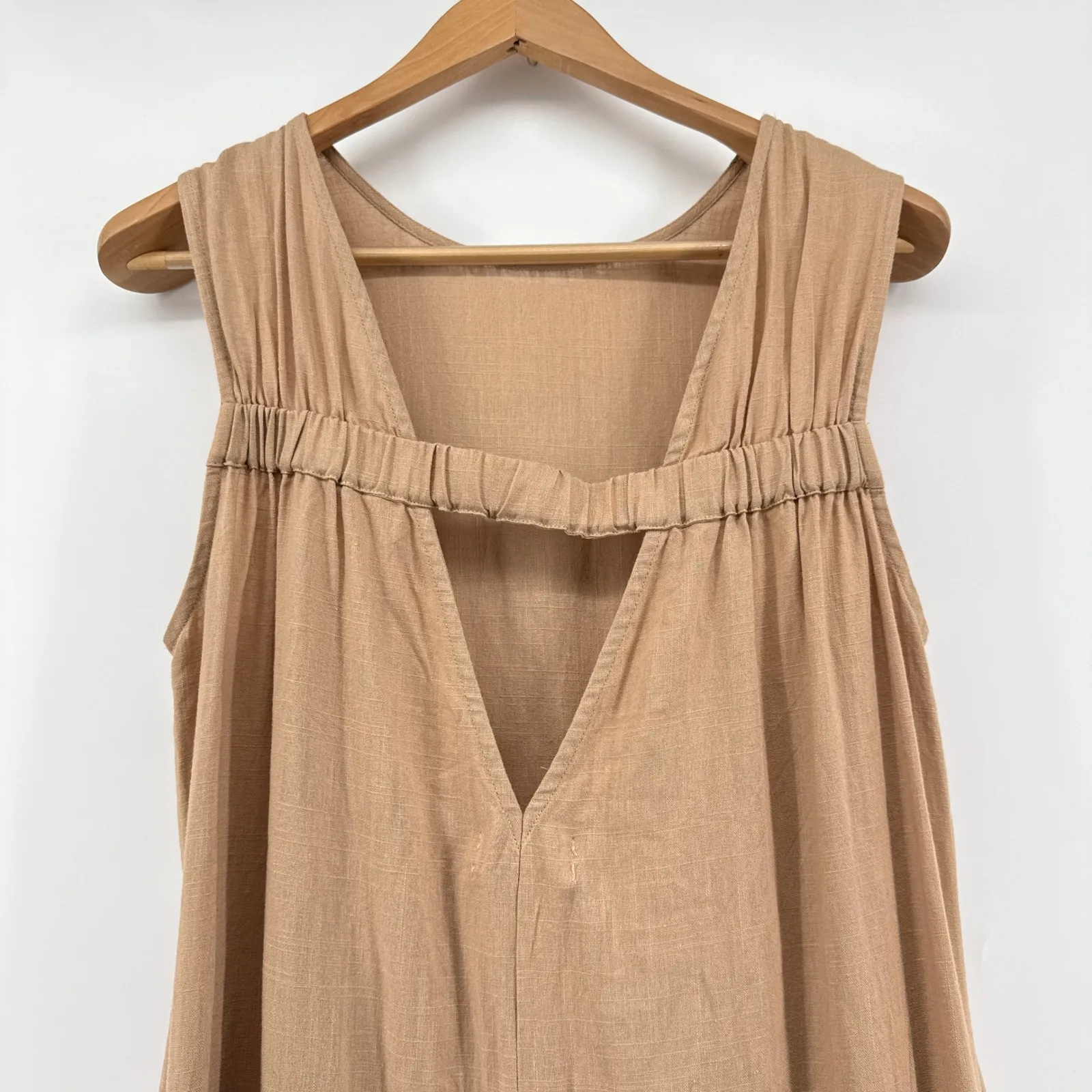 NEW NWT Petal & Pup Yardlee Jumpsuit Mocha Linen Blend‎ Wide Leg Sleeveless US 6 - Image 5