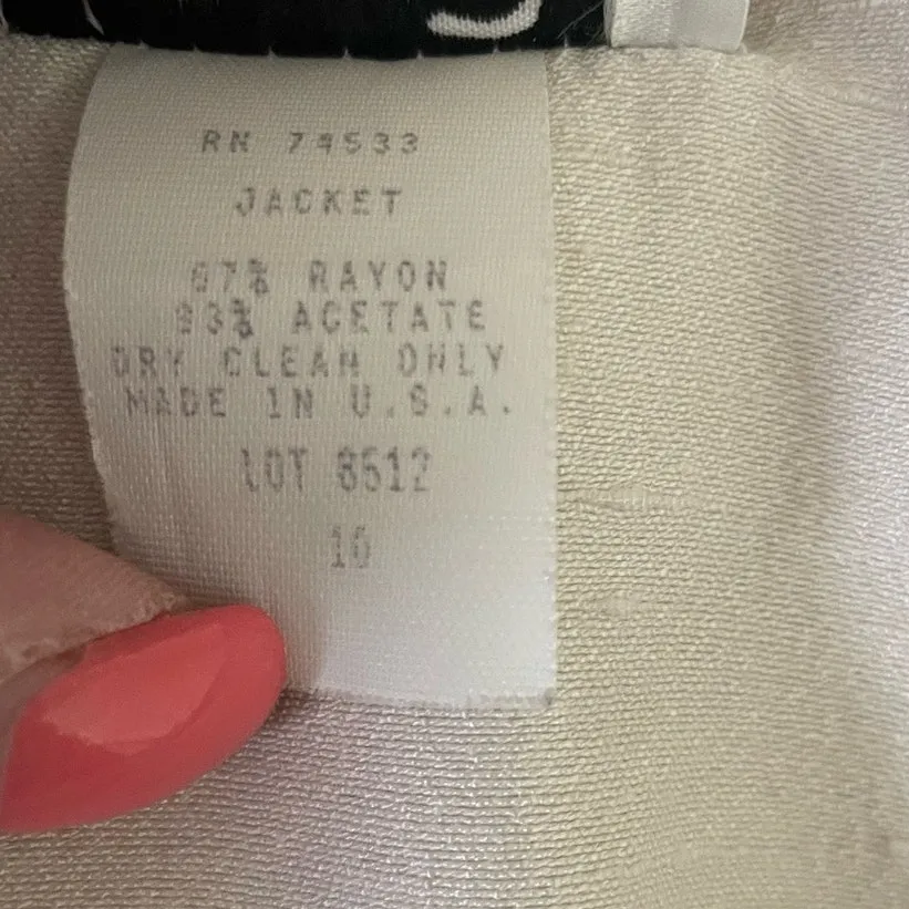 Vintage Jeffrey & Dara Women‎ Jacket 10 Lace Inlet Retro Glam Dainty Romantic - Image 13