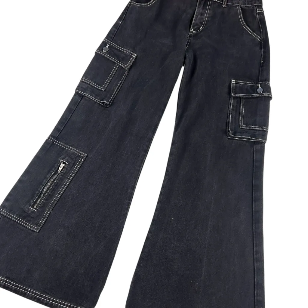 Superdown Natt Baggy Cargo Black Wide Leg Jeans - Image 10