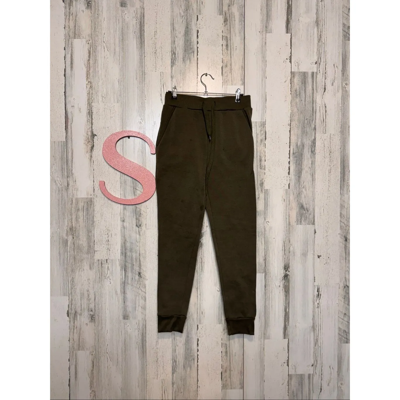 Rene Ricci Olive Green Joggers Sweatpants Women’s Size S Cozy Fleece Lined - Image 2