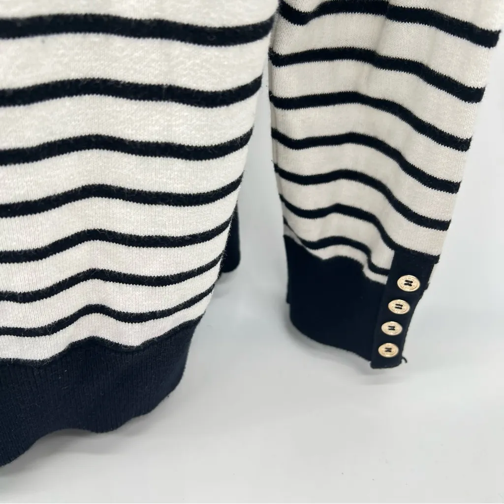 Tommy Hilfiger Women’s Black and Tan Striped Turtleneck Sweater-Size L - Image 8