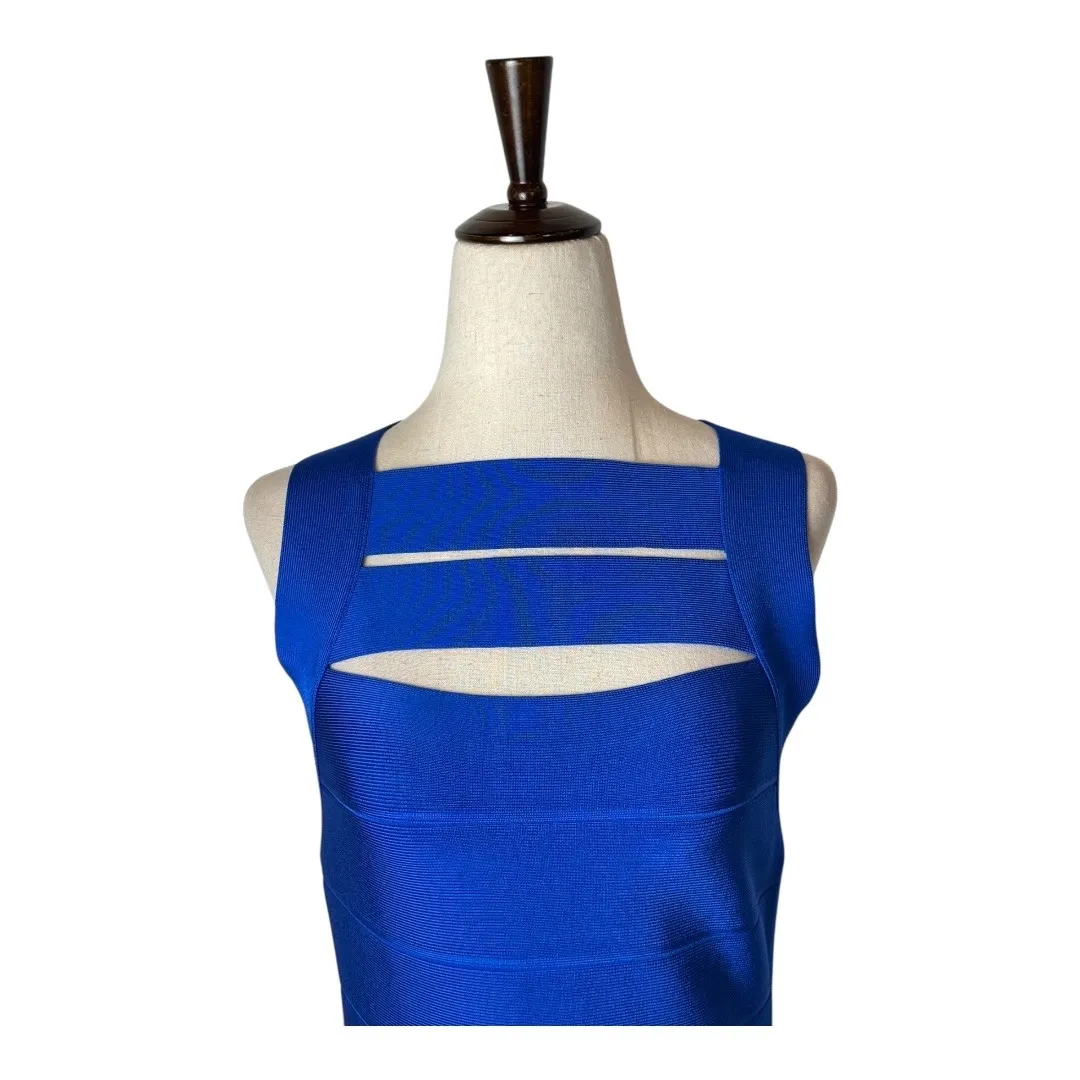 Herve Leger Dress Women Small Blue Sleeveless Bandage Bodycon Strappy Mini NWOT - Image 4