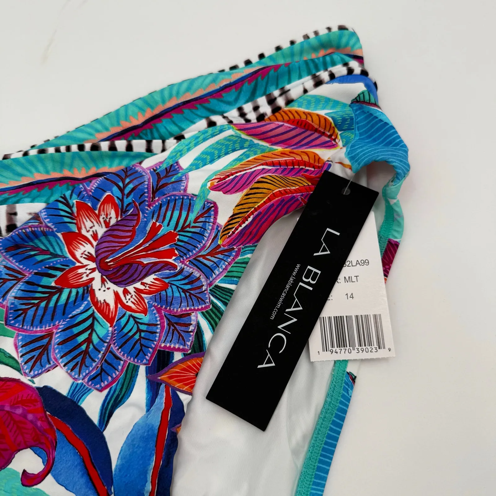 LA BLANCA Bikini Swim Bottoms SZ 14 NWT Tropics of Tropez Cross Over High Waist - Image 7