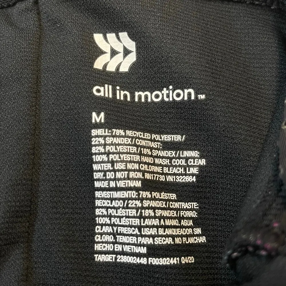 All In Motion Front Zip Racerback One Piece Swimsuit Size M Abstract Print - Image 5