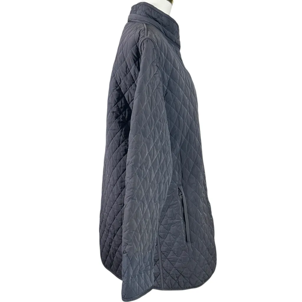 Garnet Hill Quilted Car Coat Jacket Charcoal Grey Size 14 Large Fall Winter - Image 2