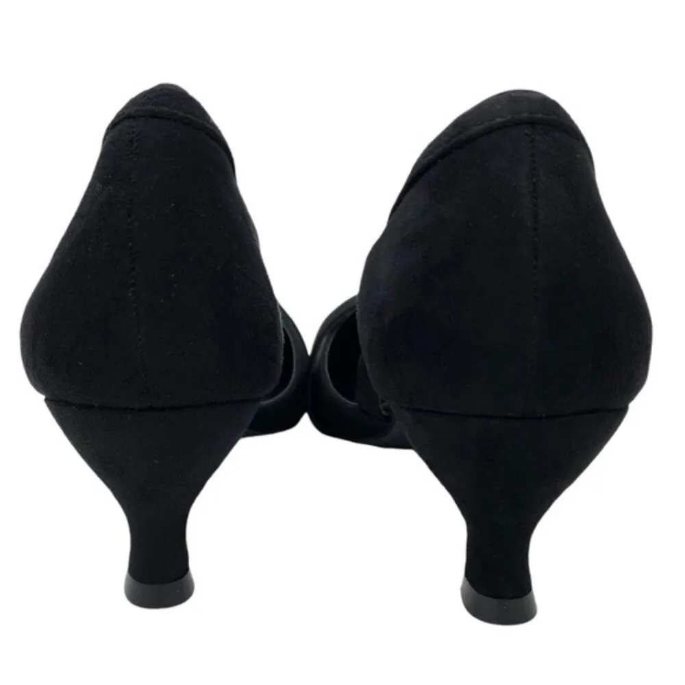 Coutgo Womens Kitten Heel Square Toe Black Faux Suede Pearl Accent Size 7.5 - Image 7