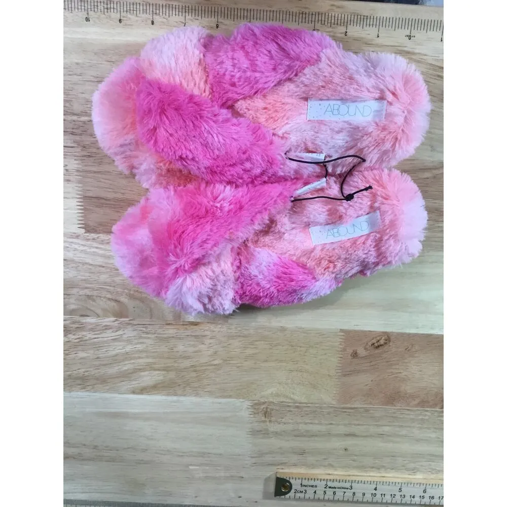 Abound Slippers Women's 5-6 Pink Faux Fur Indoor Home Plush Soft Casual Open Toe - Image 5