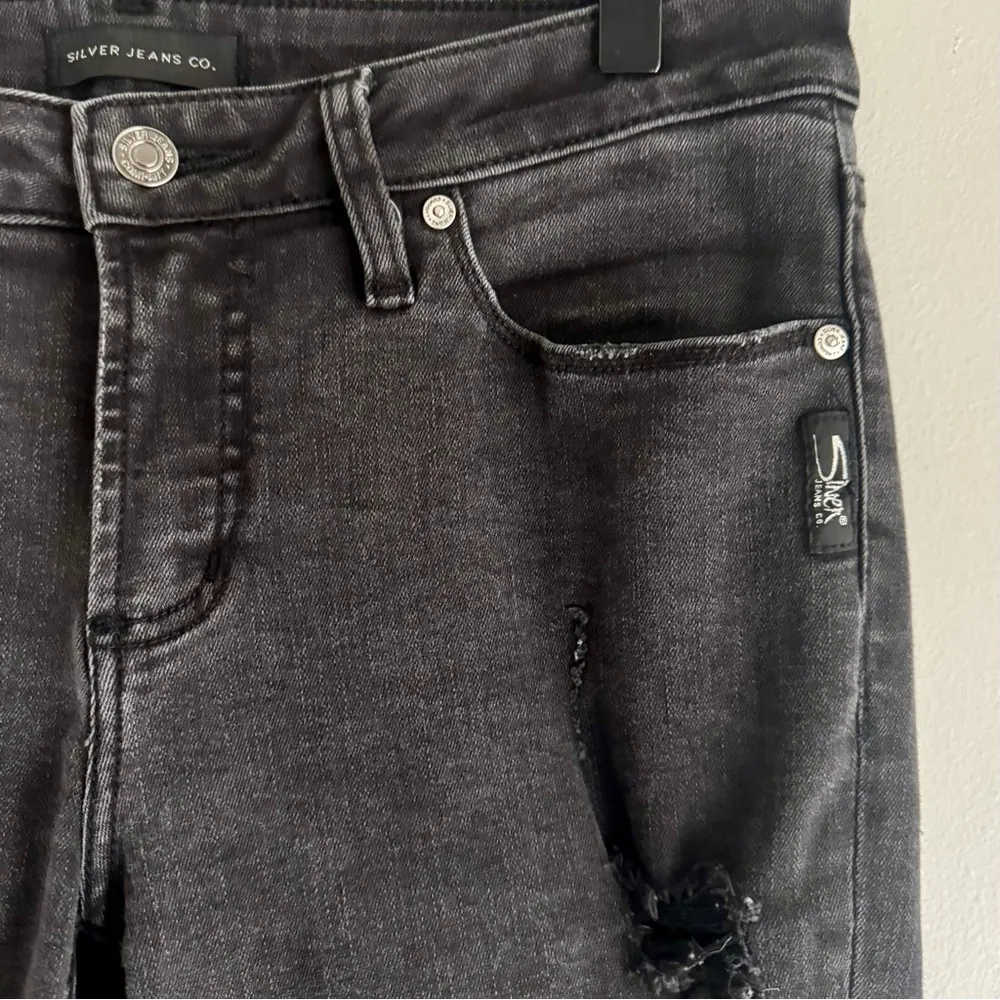 Silver Jeans Black Aiko Skinny Distressed Lace Jeans Size 29/29 - Image 5