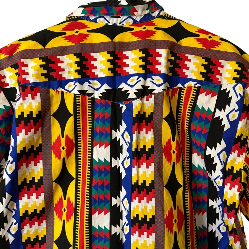 Vintage Side Saddle 100% Cotton Cutoff Sleeves Button Up Top Western Size Large Black - Image 10