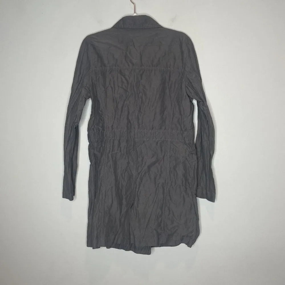 Eileen Fisher Gray Lightweight Pea Trench Coat Jacket Size Medium - Image 6
