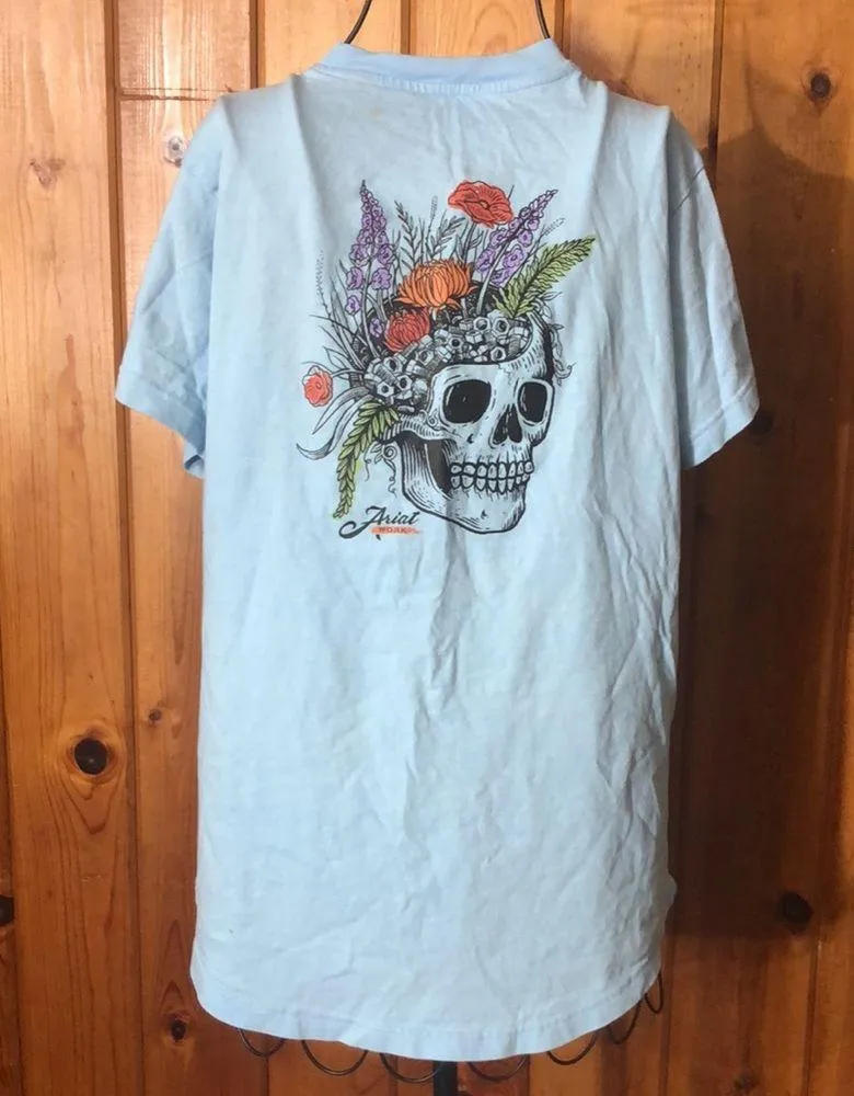 Ariat Women's Rebar CottonStrong Roughneck Graphic T-Shirt size medium blue​ - Image 10