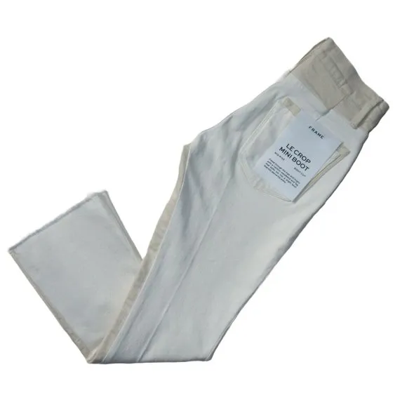 NWT Frame Le Crop Mini Boot in Multi White Ecru Bootcut Stretch Jeans 24 $265 - Image 2
