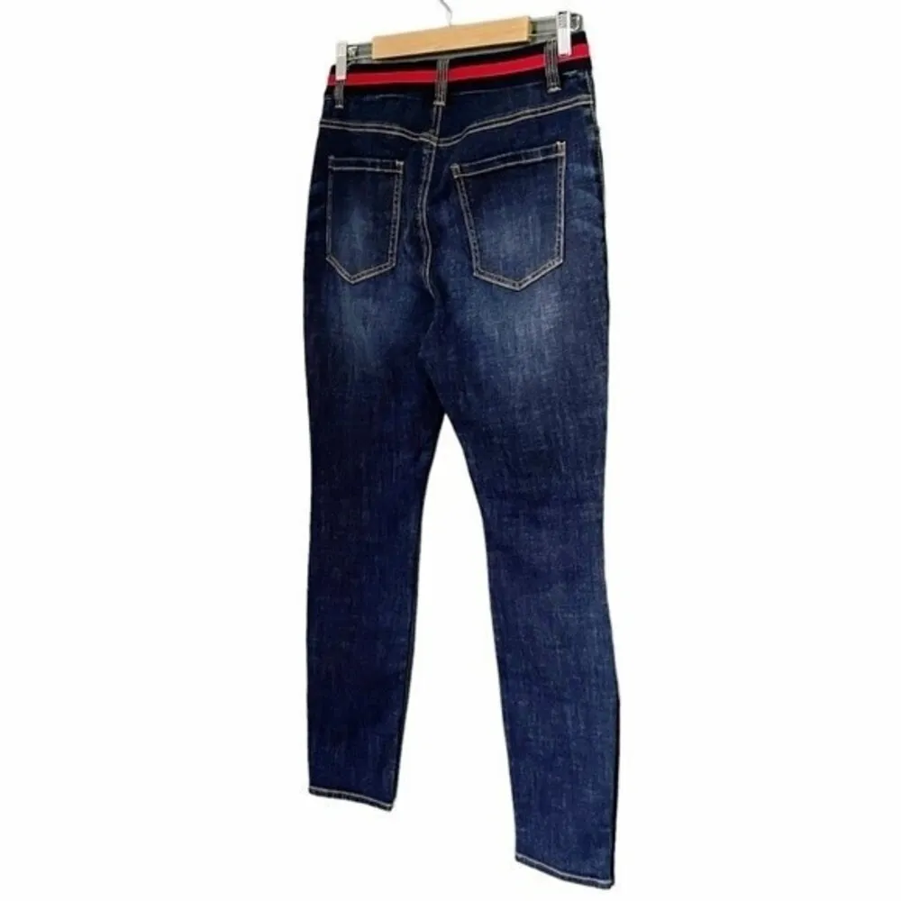 Cabi Jeans Simone Highrise Skinny Button Fly Red Stripe Waistband Women’s Size 4 - Image 10