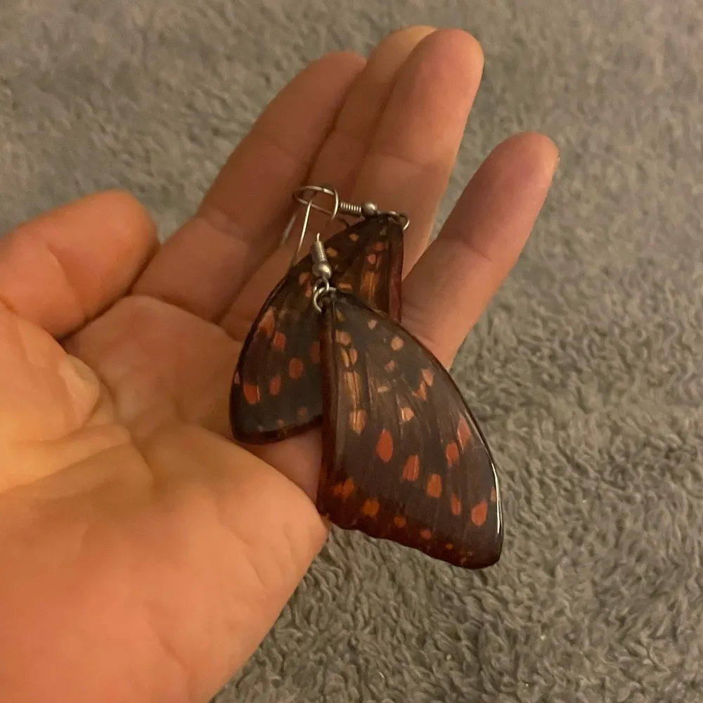 Handmade Butterfly Wing Earrings Orange - Image 5