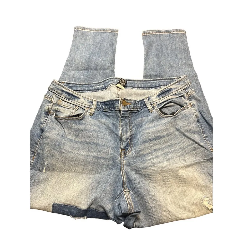 Lane Bryant Boyfriend Distressed Patchwork Jeans Light Wash Plus Size 20 - Image 2