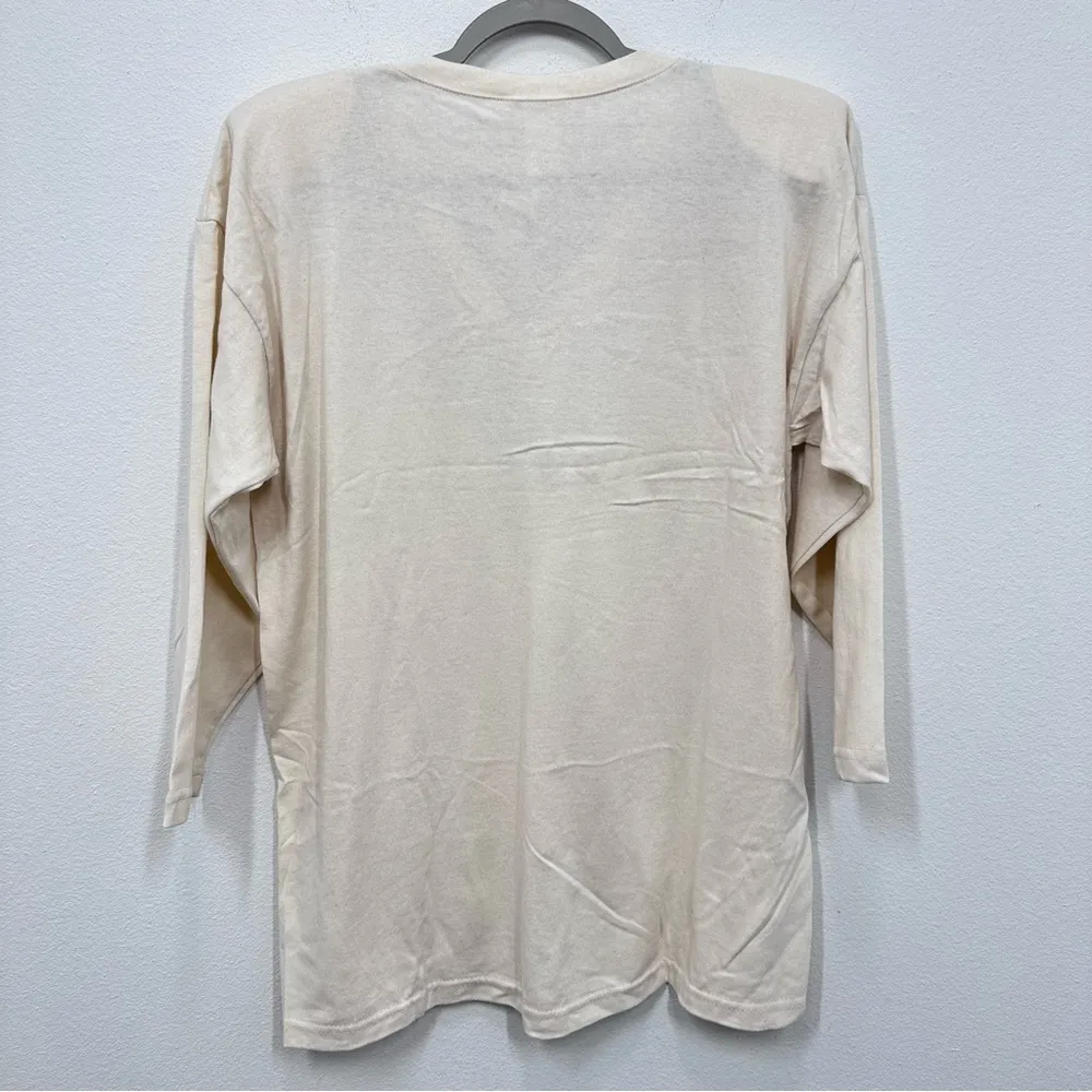 Vintage‎ Paris Sport Club 90s Floral Rose Lace V Neck Tunic Cream NWT Feminine Pink Size M - Image 8